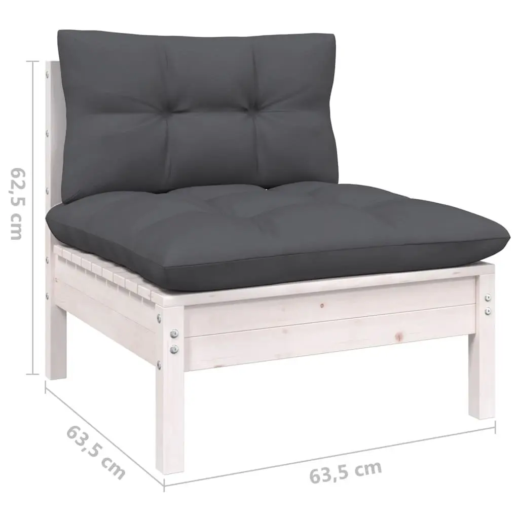 Modular Garden Lounge Set 5 Piece White Outdoor Furniture for Patio with Cushions