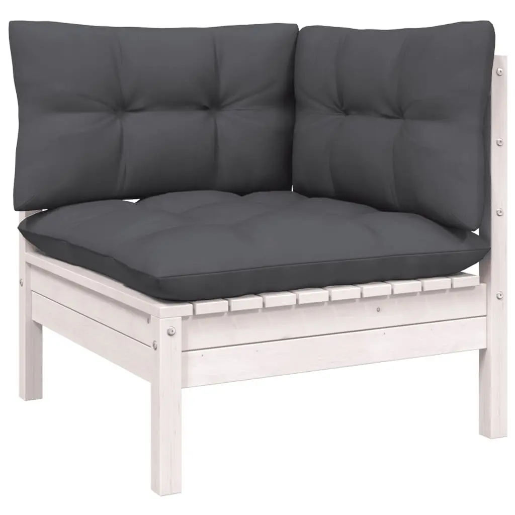 Garden Lounge Set Outdoor Patio Furniture 6 Piece White Pinewood with Cushions