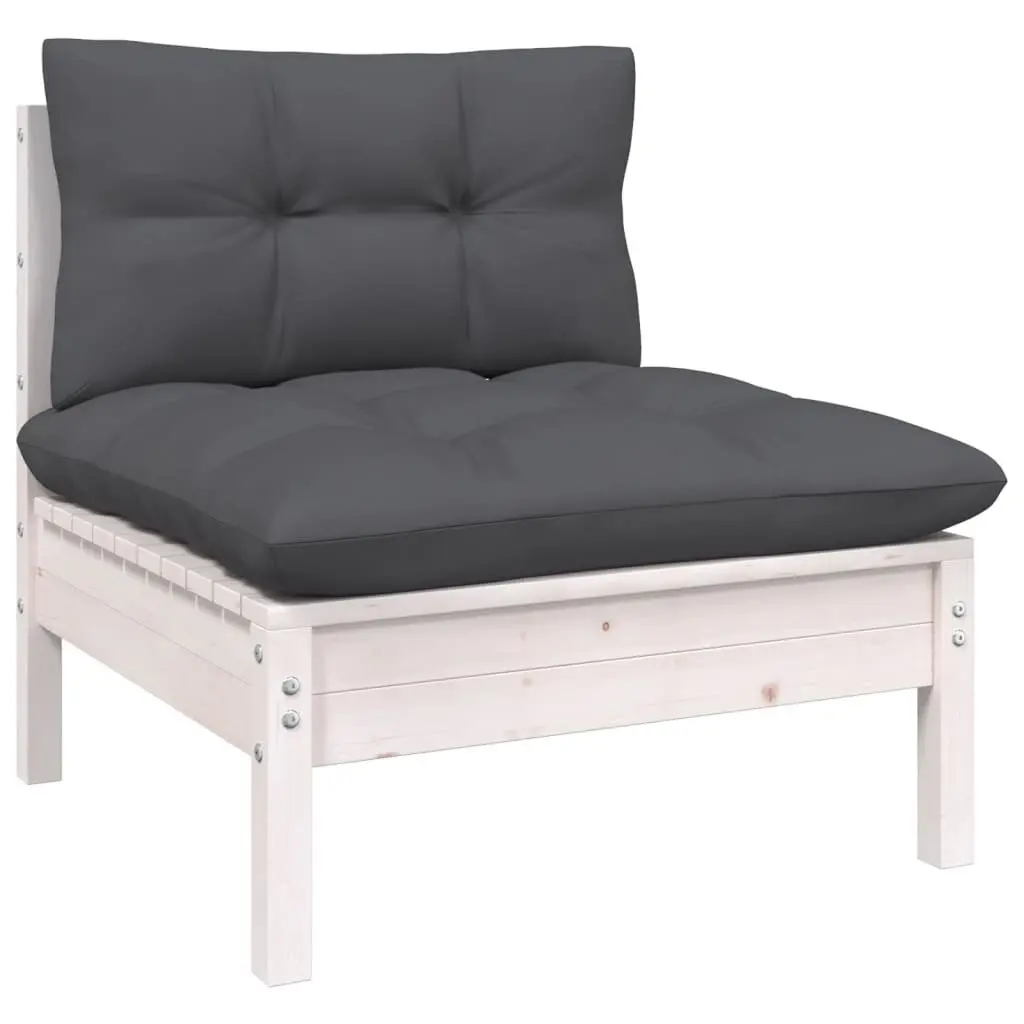 Garden Lounge Set Outdoor Patio Furniture 6 Piece White Pinewood with Cushions