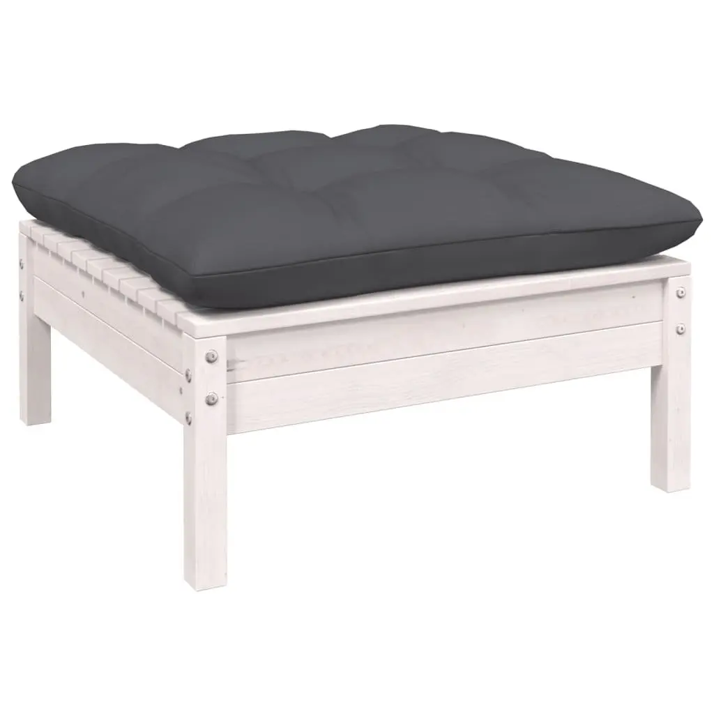 Garden Lounge Set Outdoor Patio Furniture 6 Piece White Pinewood with Cushions