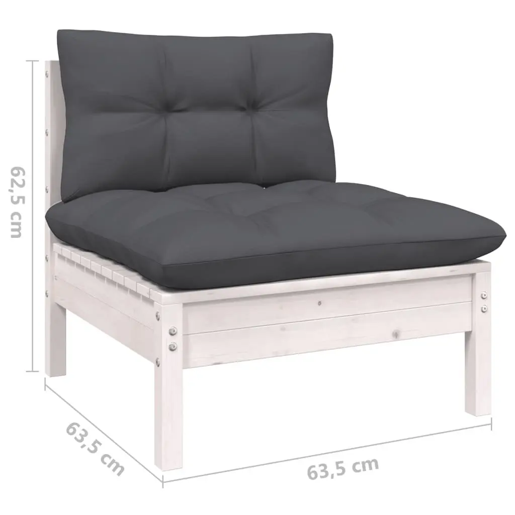Garden Lounge Set Outdoor Patio Furniture 6 Piece White Pinewood with Cushions