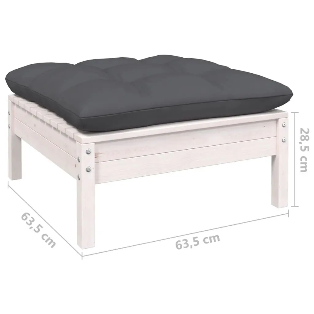 Garden Lounge Set Outdoor Patio Furniture 6 Piece White Pinewood with Cushions