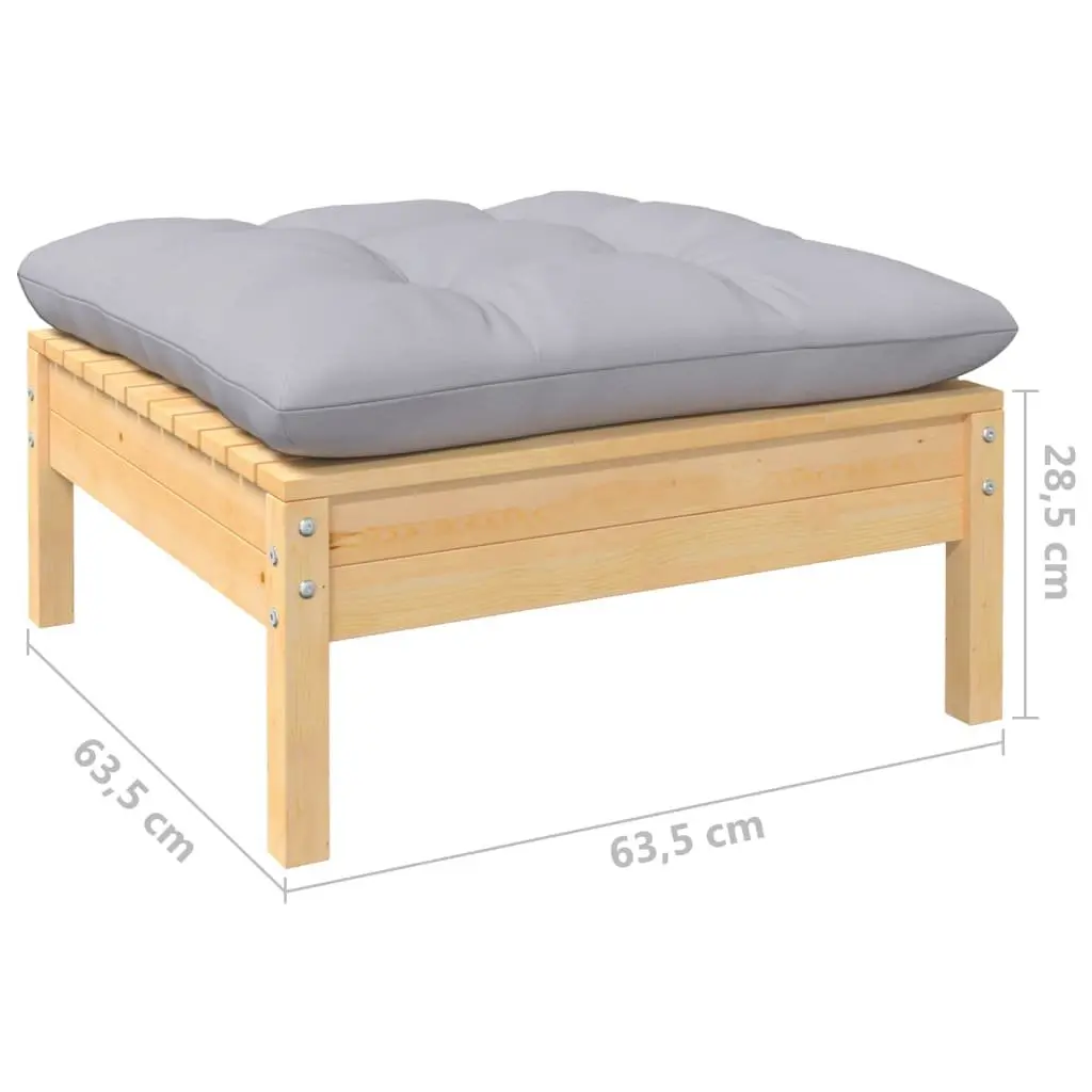 Garden Lounge Set 5 Piece Outdoor Seating Wooden Patio Furniture with Grey Cushions