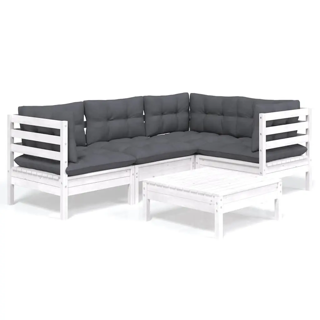 5-Piece White Pinewood Lounge Set