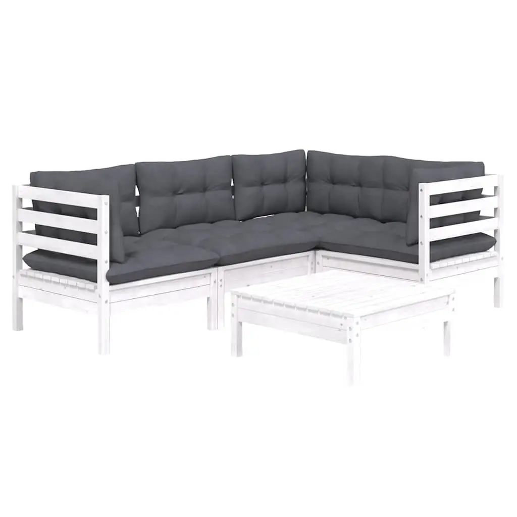 5-Piece White Pinewood Lounge Set