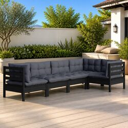 Specifications of the 5-Piece Black Pinewood Garden Lounge Set