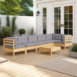 7-Piece Modular Garden Lounge Set in Pinewood