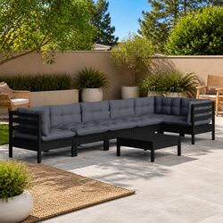Specifications of the Black Pinewood 7-Piece Lounge Set