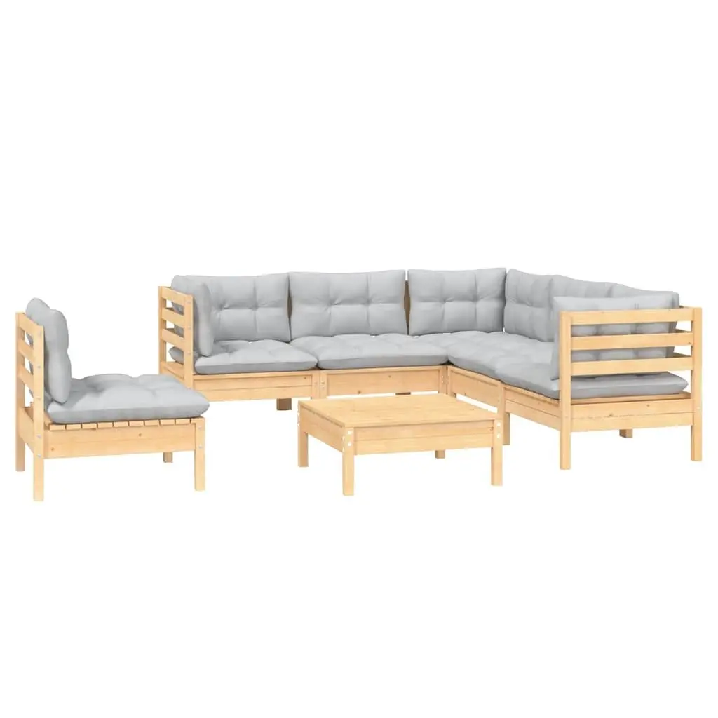 6-Piece Modular Garden Lounge Set with Pinewood Frame