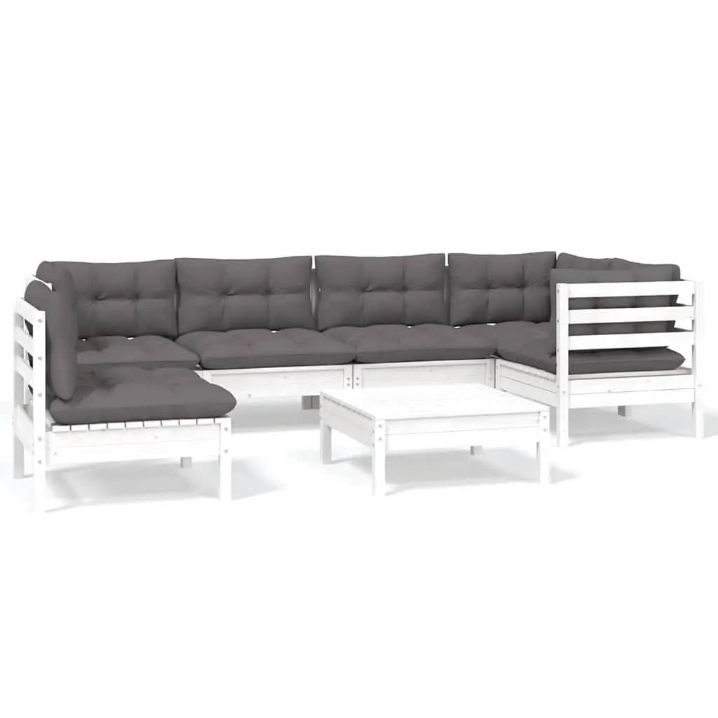 Outdoor Garden Lounge Set 7 Piece White Cushioned Modular Patio Furniture