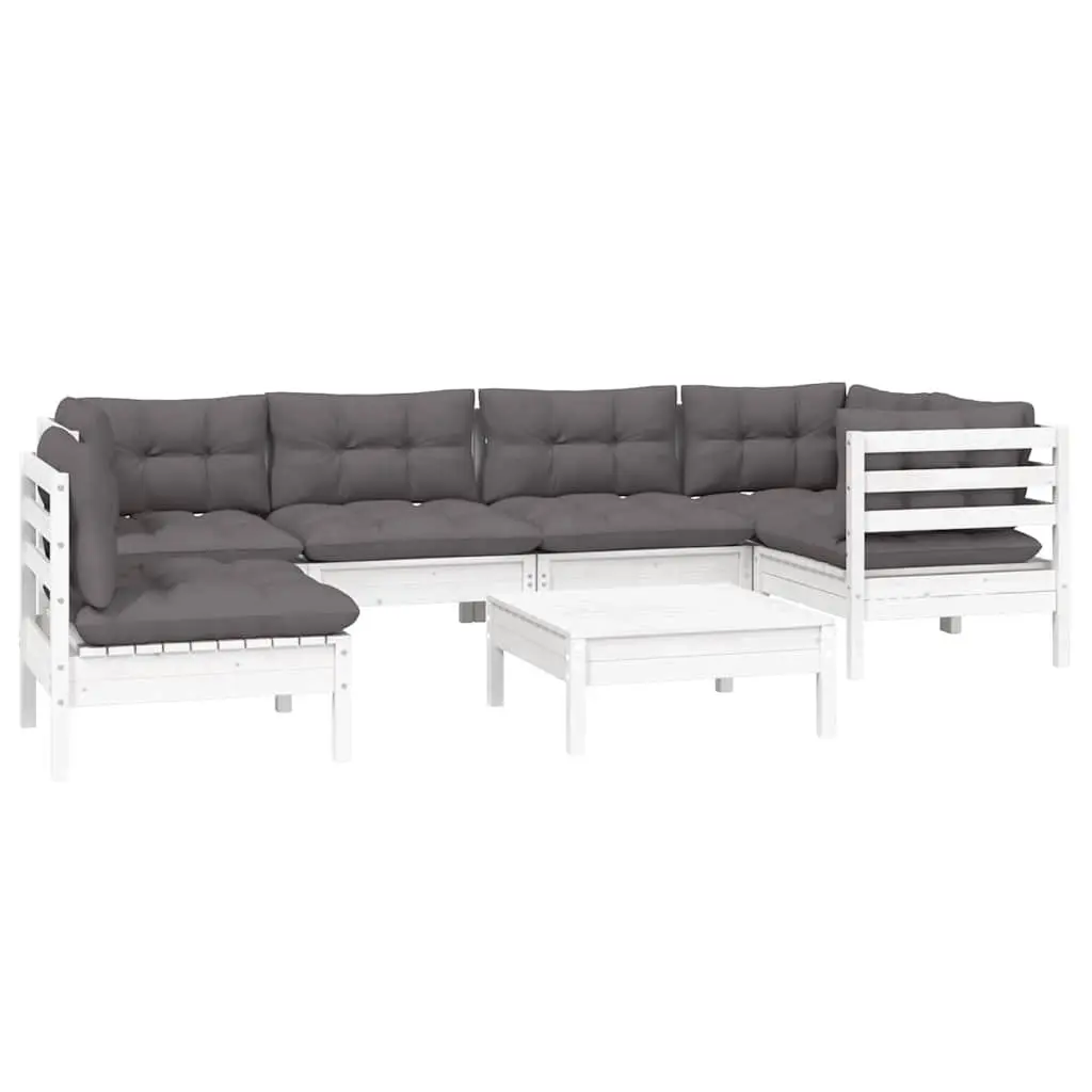 Outdoor Garden Lounge Set 7 Piece White Cushioned Modular Patio Furniture