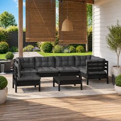 Specifications for Black 7 Piece Garden Lounge Set
