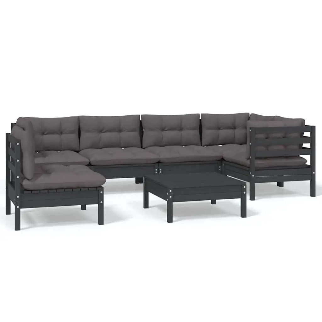 Black 7 Piece Garden Lounge Set