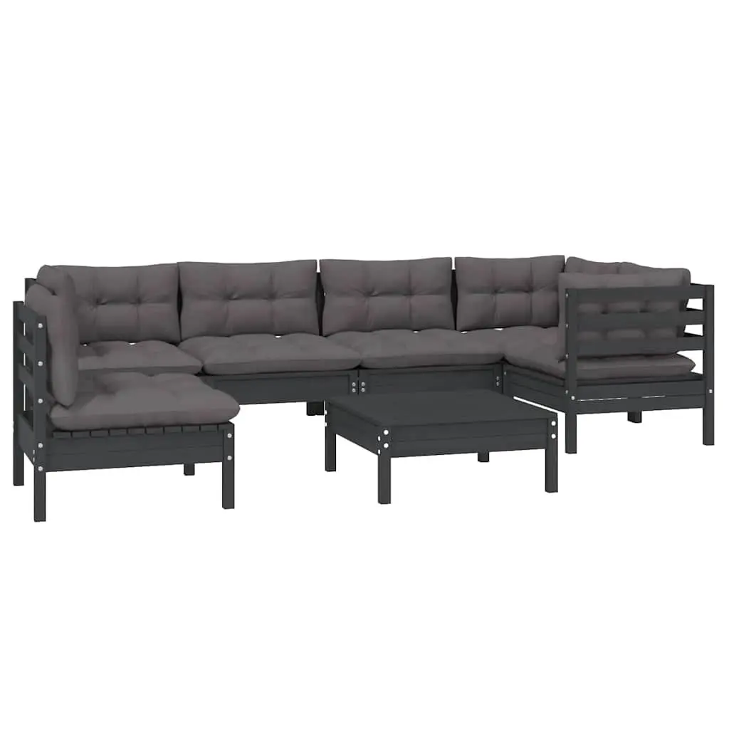 Black 7 Piece Garden Lounge Set