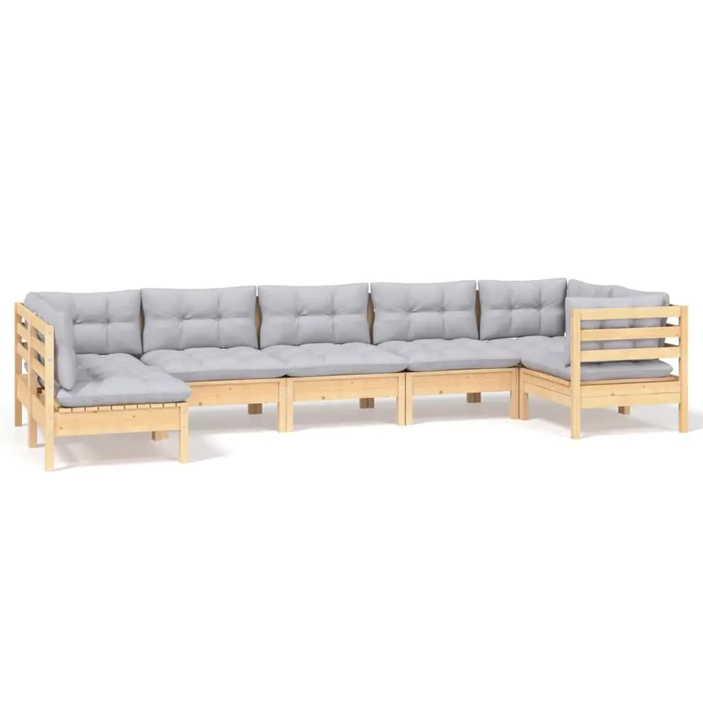 Garden Lounge Set Outdoor Furniture 7 Piece Patio Seating Grey Cushions Modular