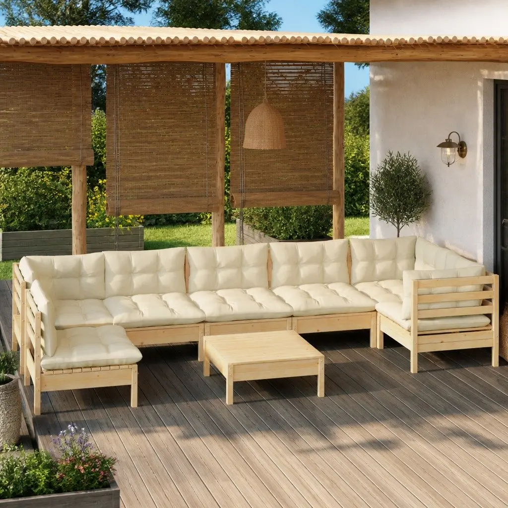 8 Piece Garden Lounge Set in Solid Pinewood
