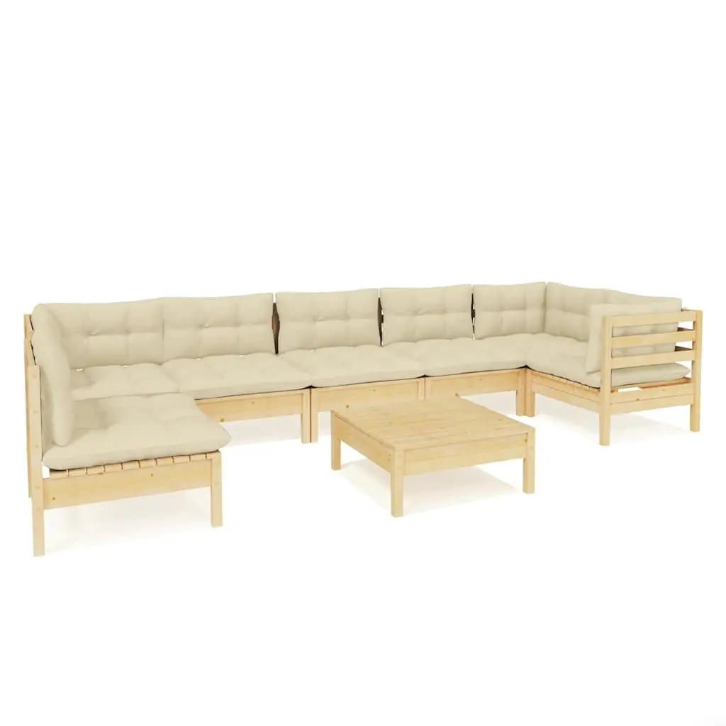 8 Piece Garden Lounge Set in Solid Pinewood