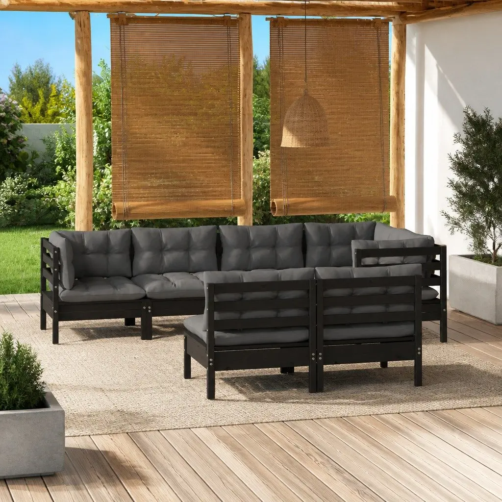 7-Piece Garden Lounge Set in Black