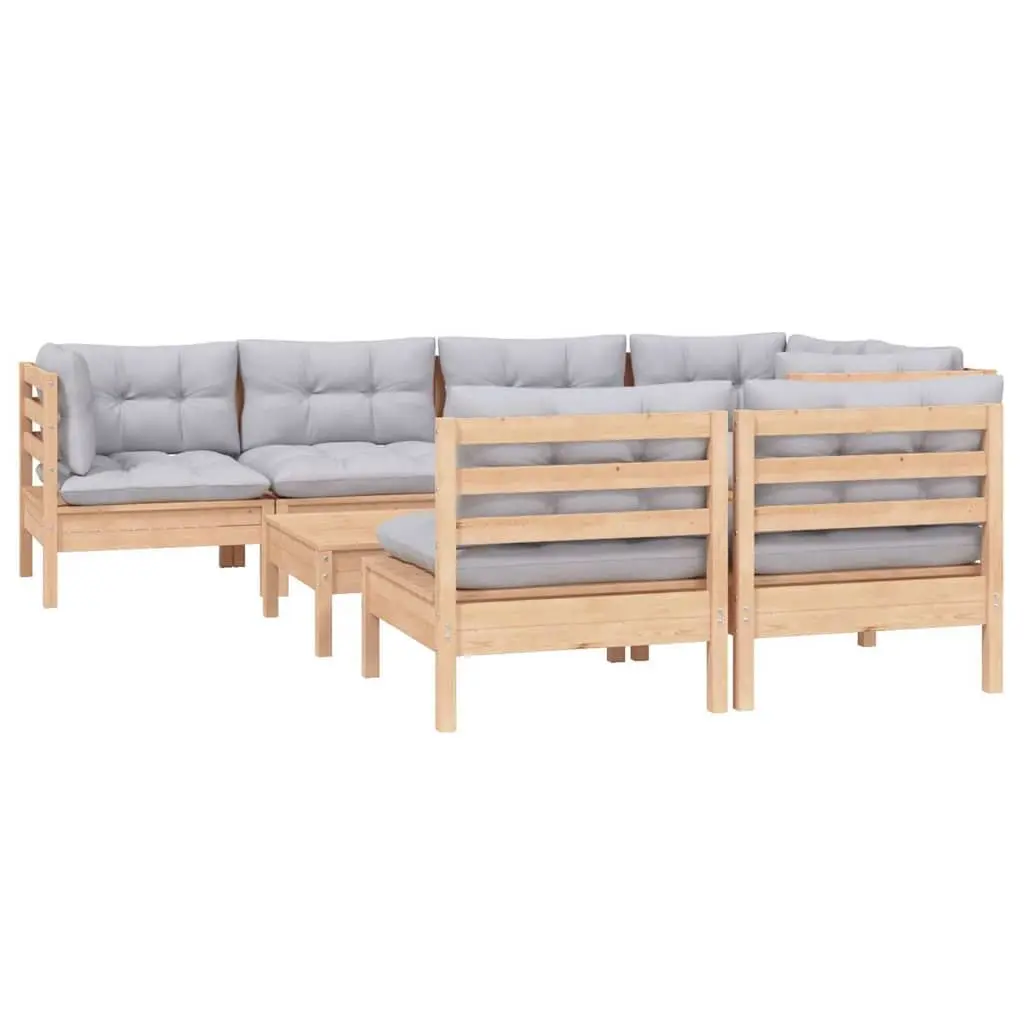 Garden Lounge Set 8 Piece Outdoor Furniture Patio Sectional Grey Cushions