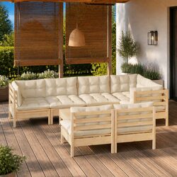 Specifications of the 8 Piece Garden Lounge Set with Pinewood