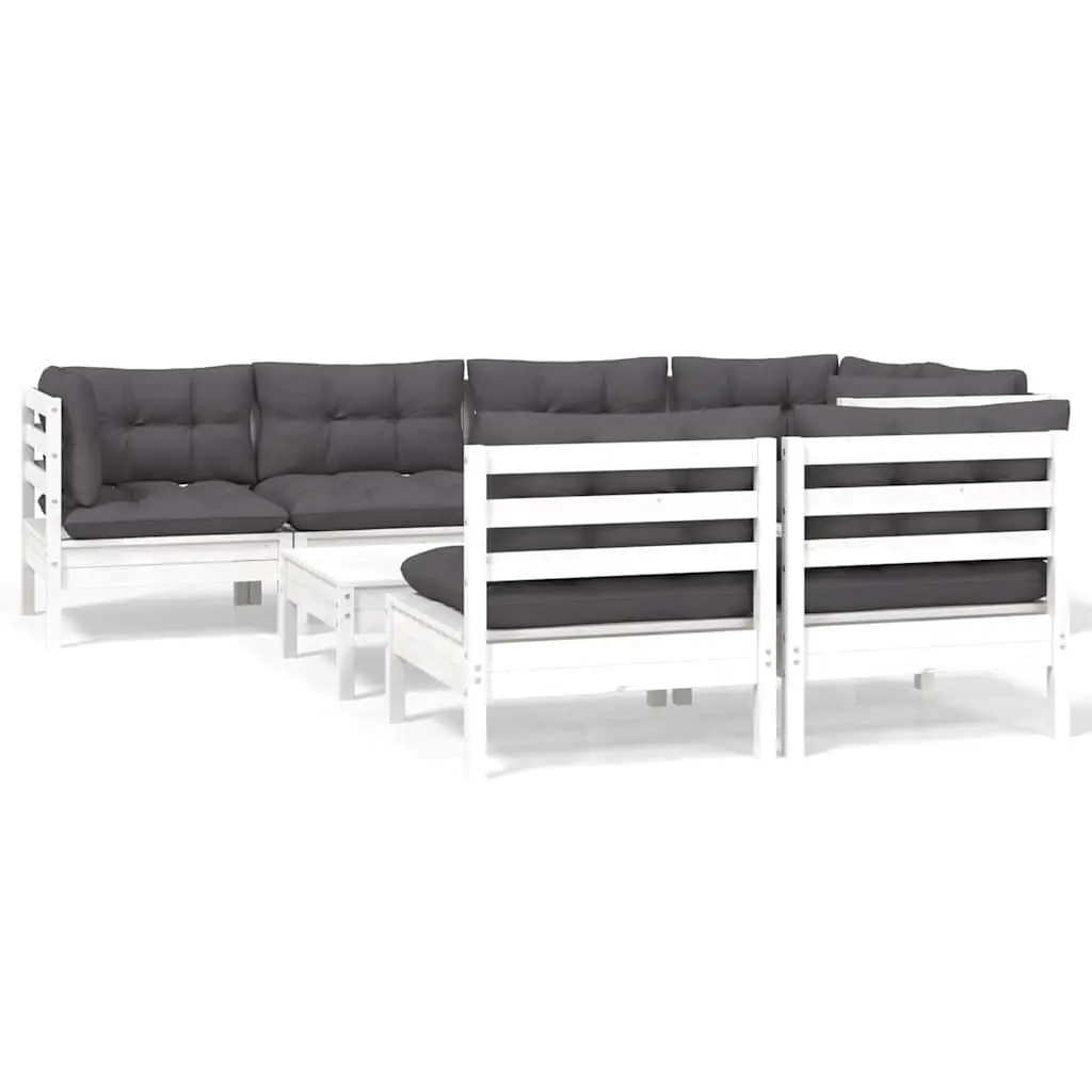 8-Piece Modular Garden Lounge Set in White Pinewood