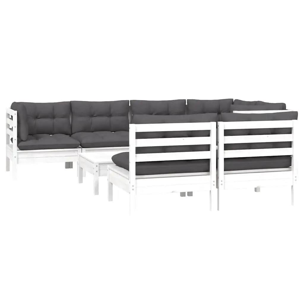 8-Piece Modular Garden Lounge Set in White Pinewood