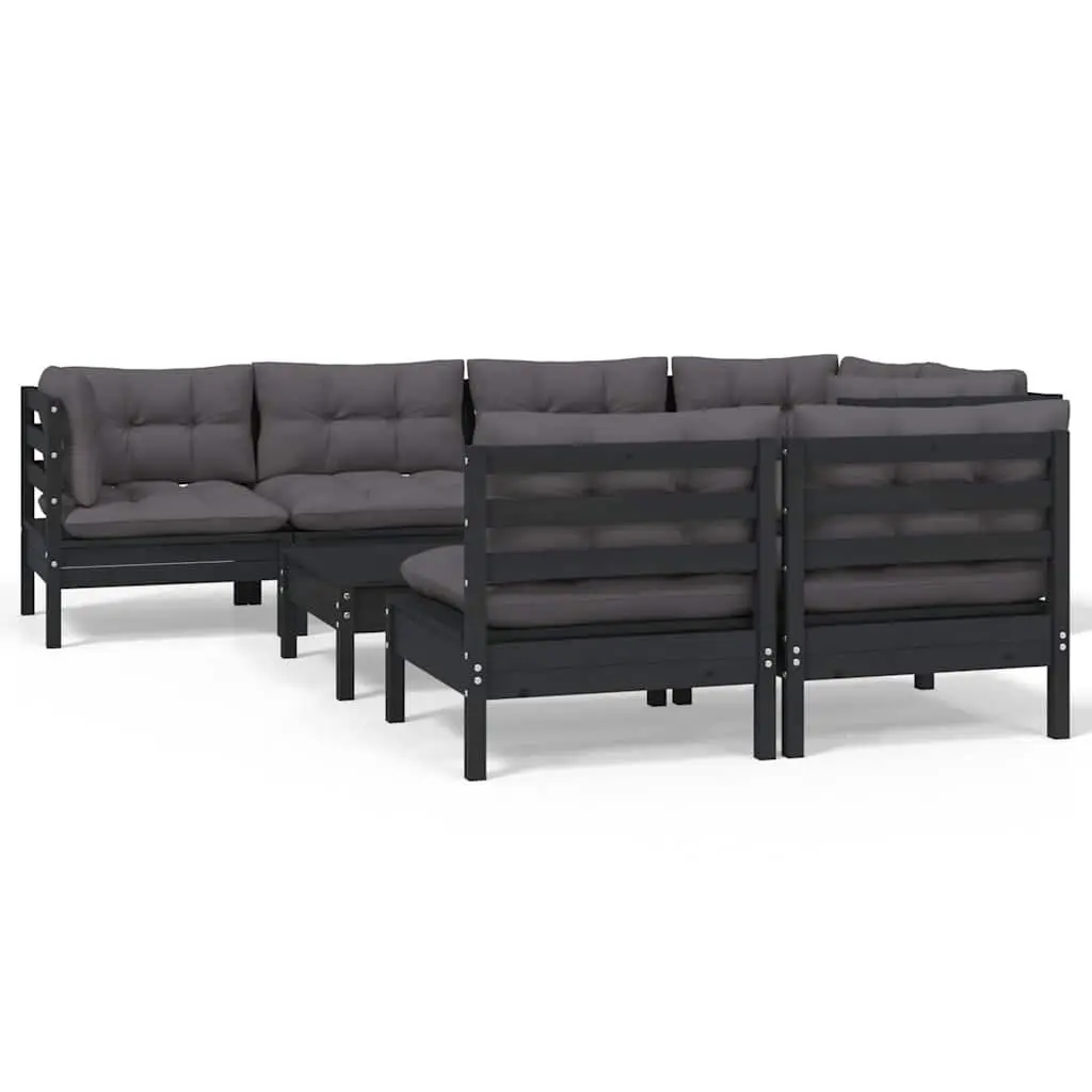Garden Lounge Set Outdoor Patio Furniture 8 Piece Modular Black