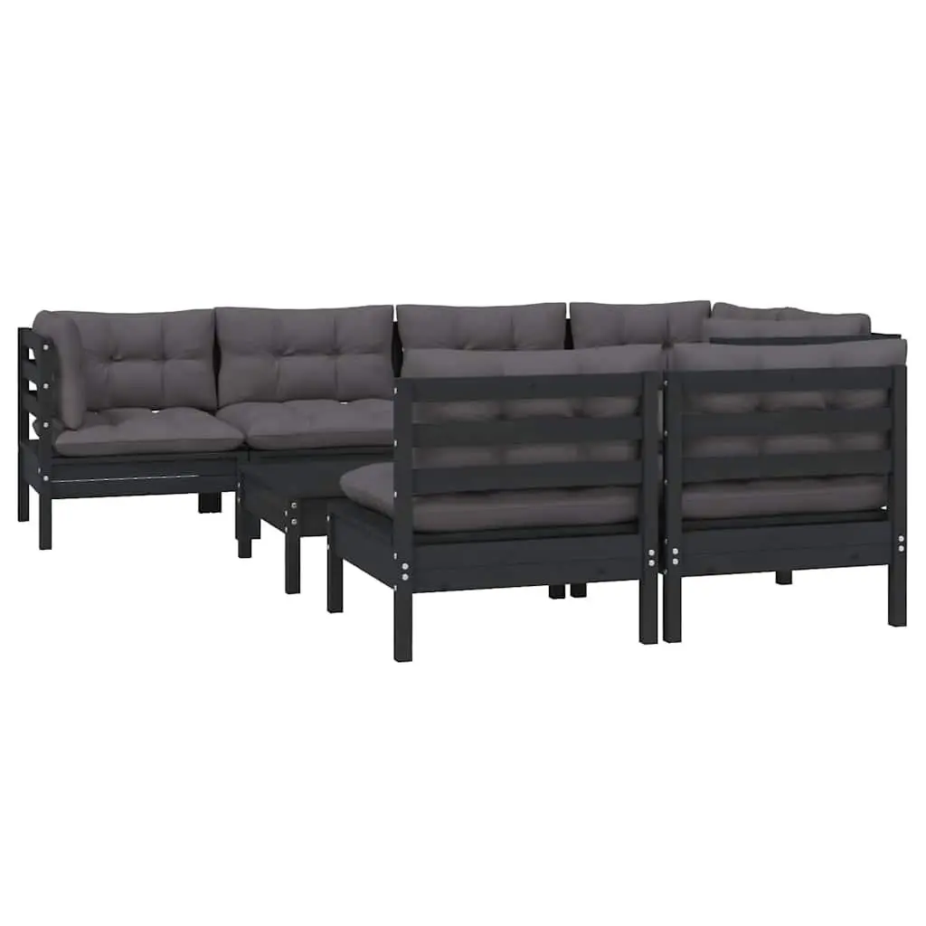 Garden Lounge Set Outdoor Patio Furniture 8 Piece Modular Black