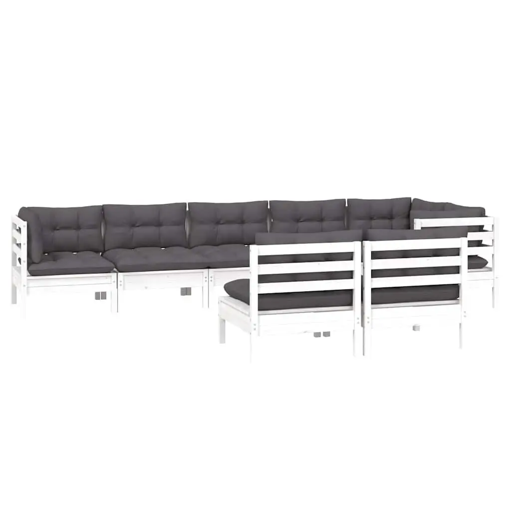 Garden Lounge Set 8 Piece Outdoor Patio Furniture with Cushions White Modular