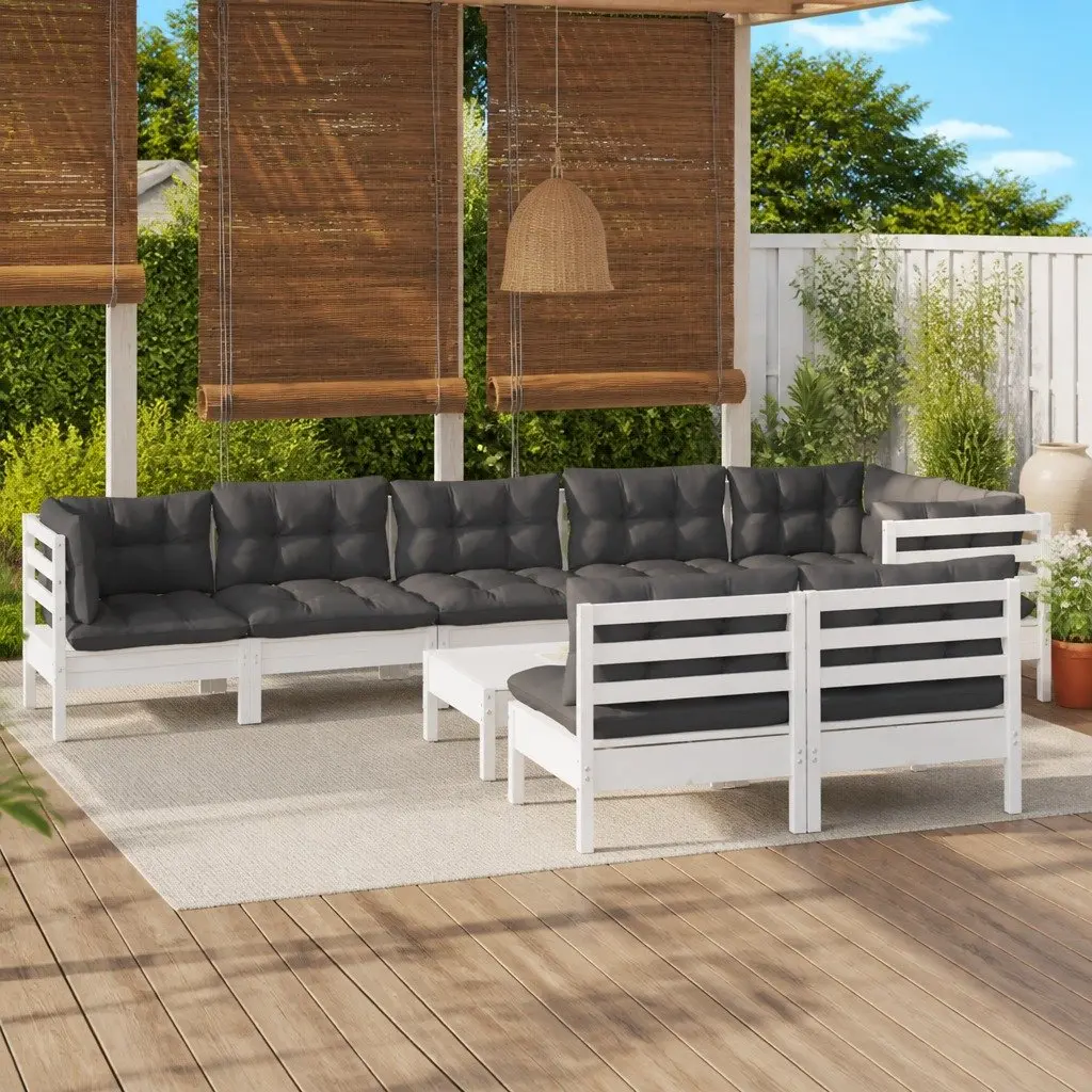 Outdoor Lounge Set 9 Piece Modular Garden Furniture Pinewood with Cushions