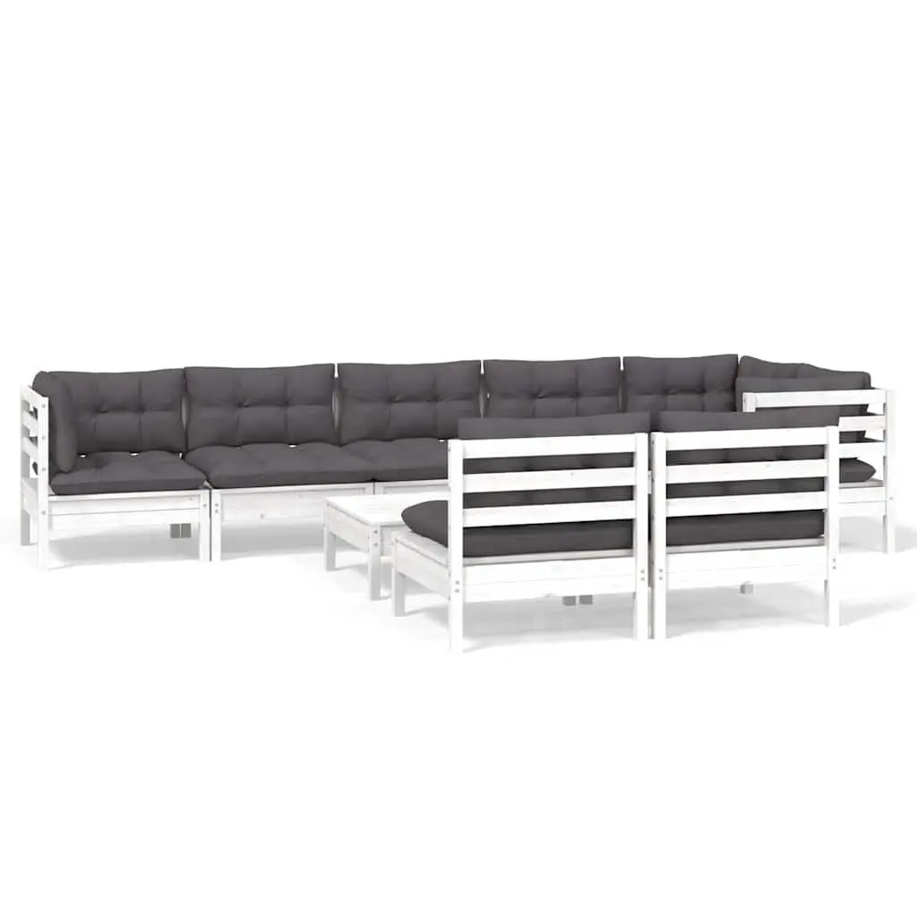 Outdoor Lounge Set 9 Piece Modular Garden Furniture Pinewood with Cushions