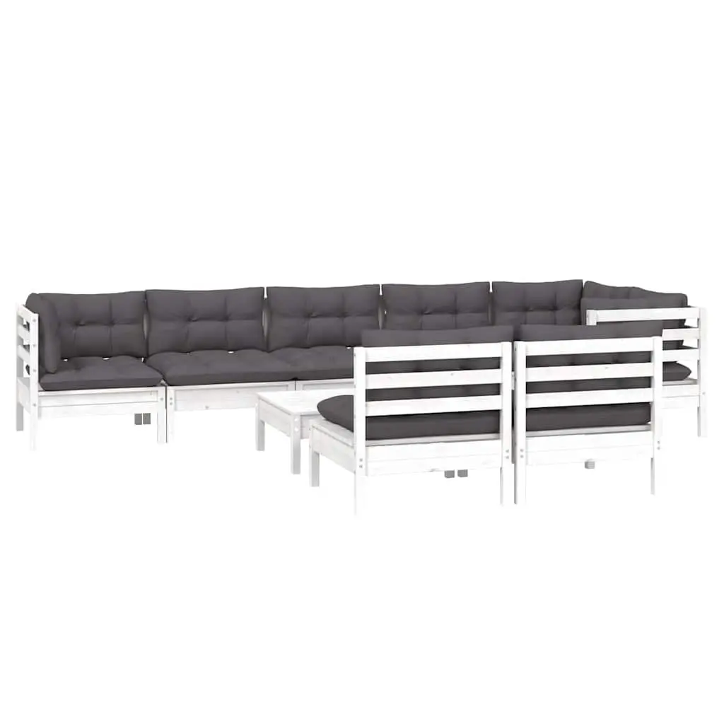 Outdoor Lounge Set 9 Piece Modular Garden Furniture Pinewood with Cushions
