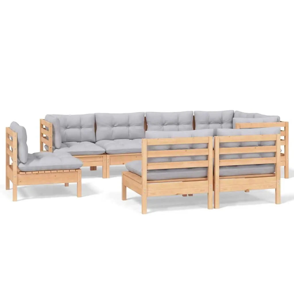 Garden Lounge Set 8 Piece Outdoor Furniture Patio Sectional Grey Cushions