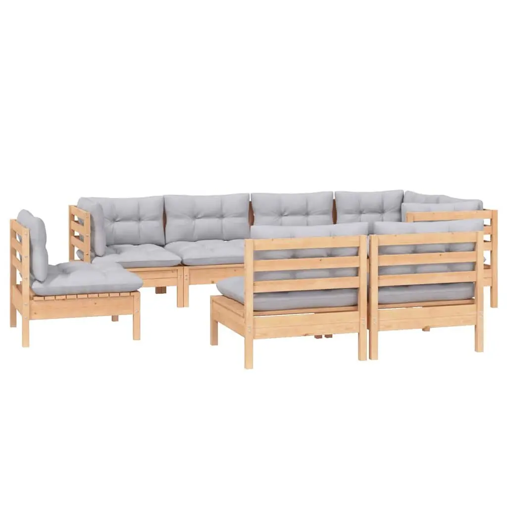 Garden Lounge Set 8 Piece Outdoor Furniture Patio Sectional Grey Cushions