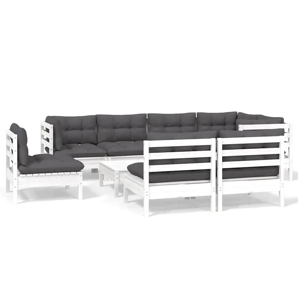 9 Piece Modular Garden Lounge Set Outdoor Furniture Patio Space White Cushions