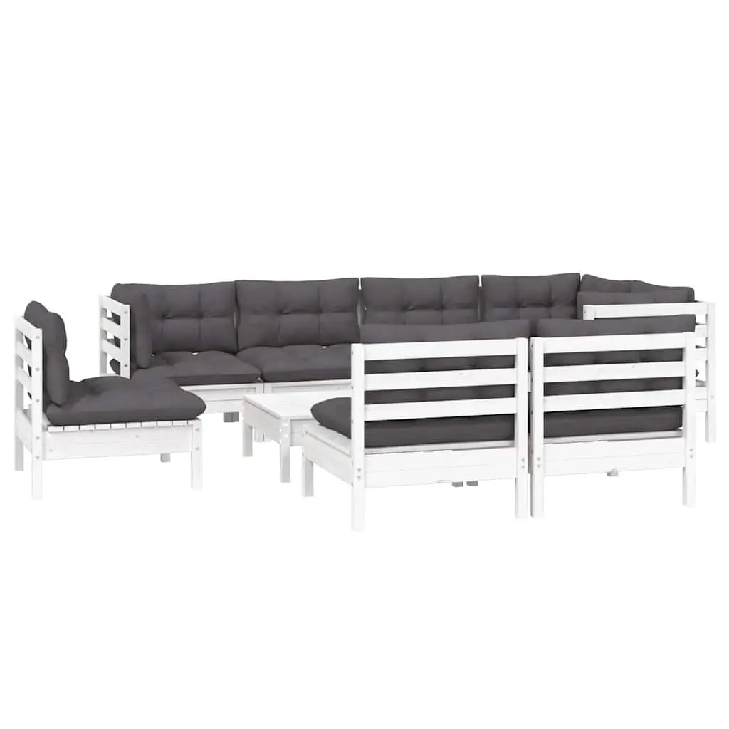 9 Piece Modular Garden Lounge Set Outdoor Furniture Patio Space White Cushions