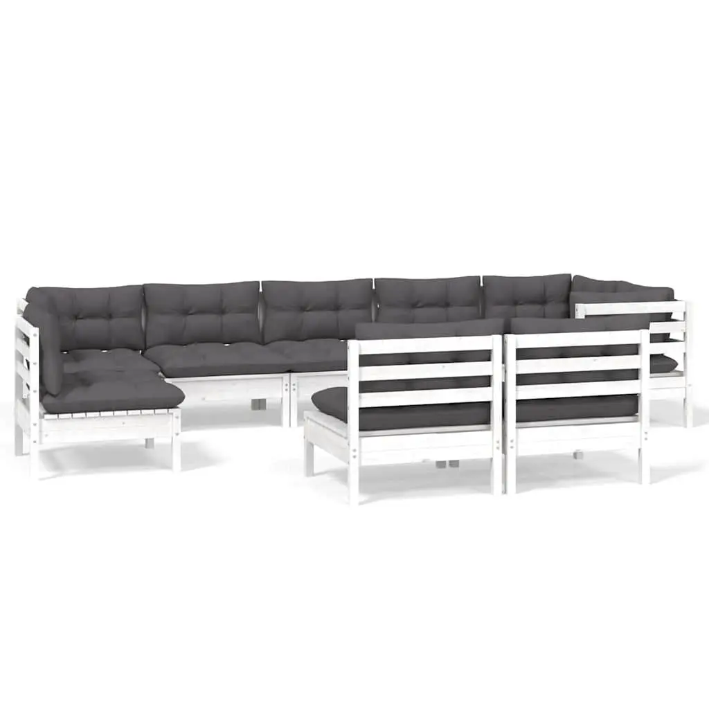 9 Piece White Garden Lounge Set