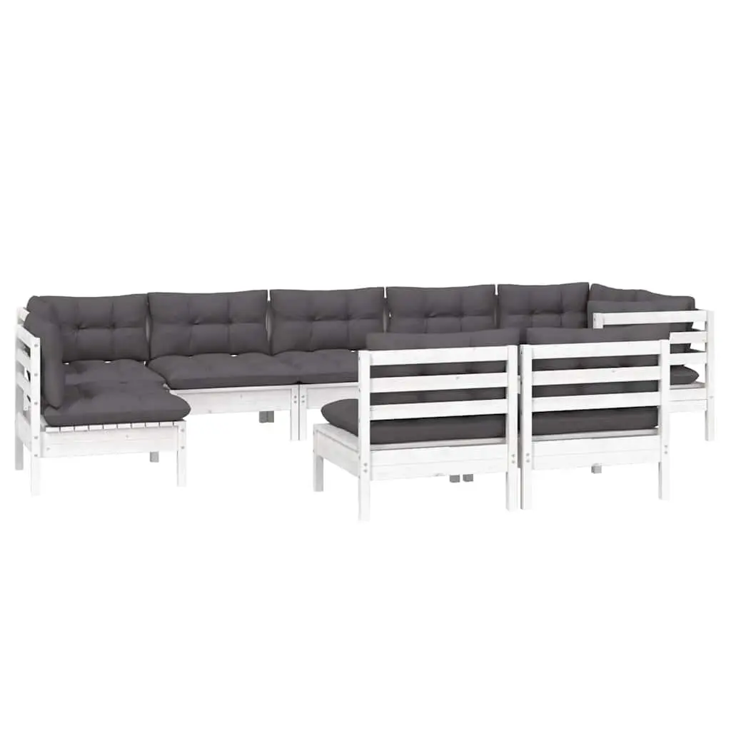 9 Piece White Garden Lounge Set