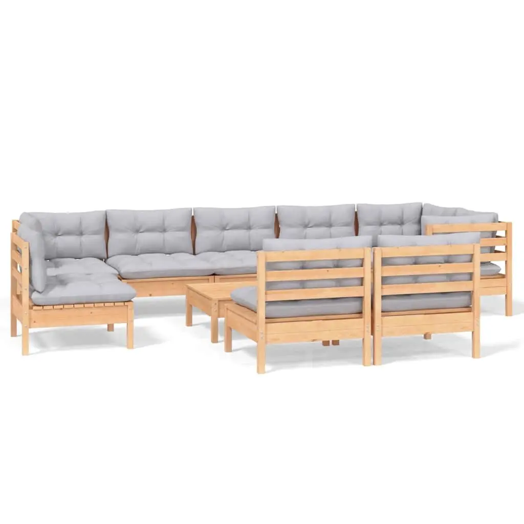 Garden Lounge Set Outdoor Patio Furniture 10 Piece Grey Cushions Modular