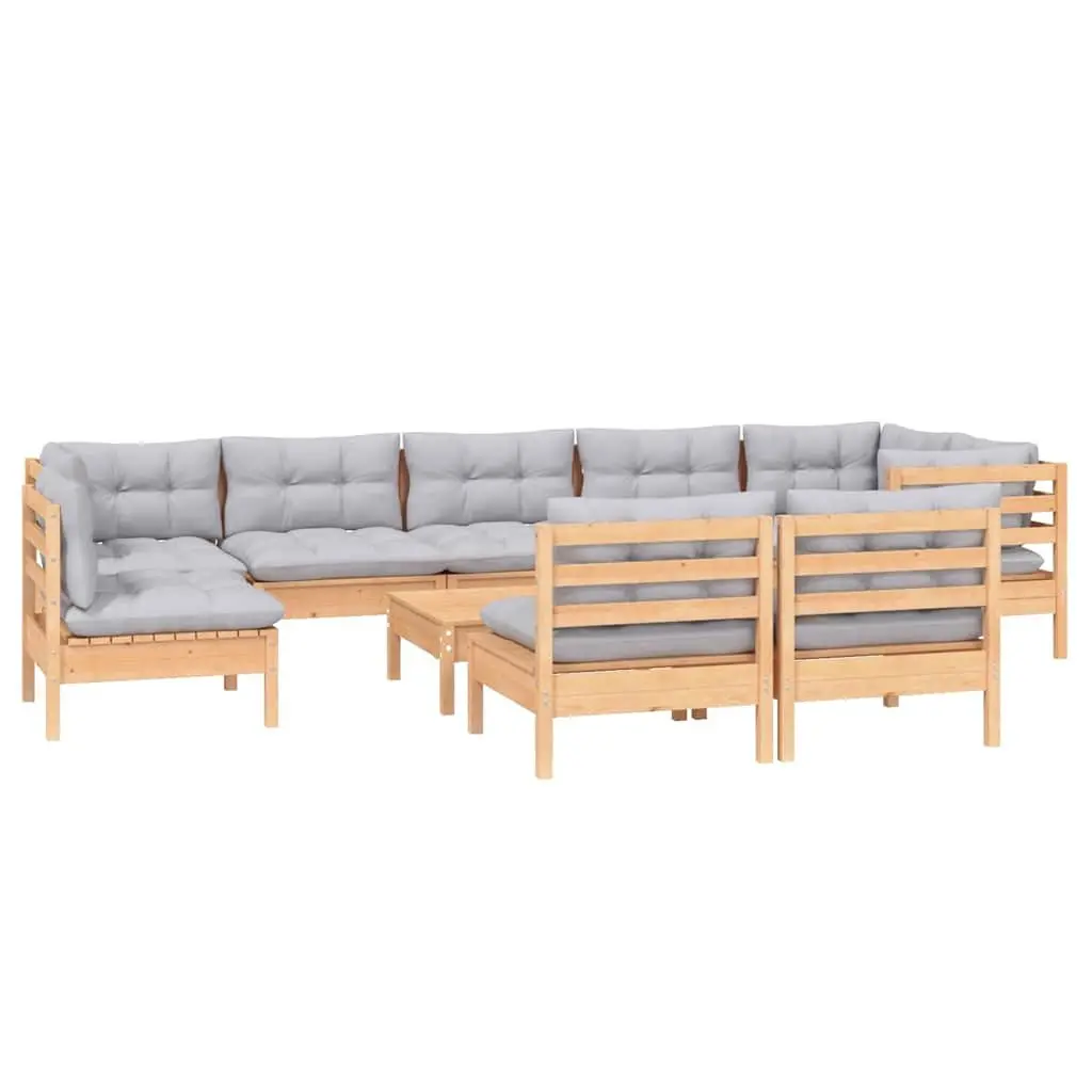Garden Lounge Set Outdoor Patio Furniture 10 Piece Grey Cushions Modular