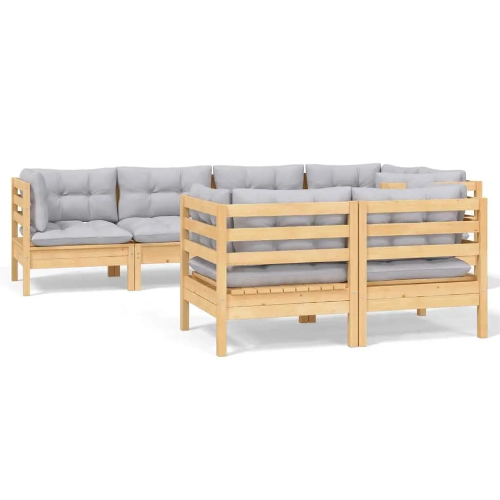 Garden Lounge Set 7 Piece Outdoor Patio Furniture Grey Cushions Modular