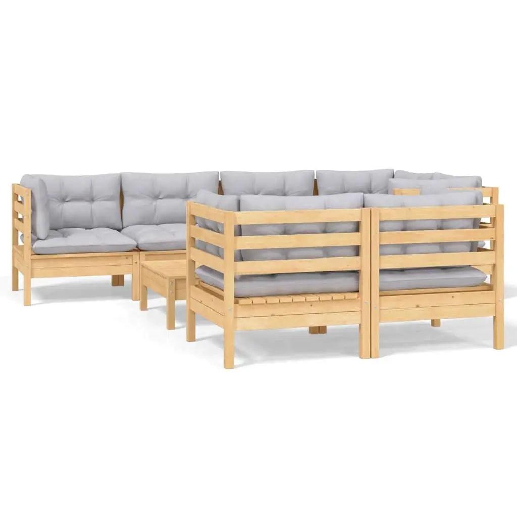Garden Lounge Set Outdoor Patio Furniture 8 Piece Modular Grey Cushions