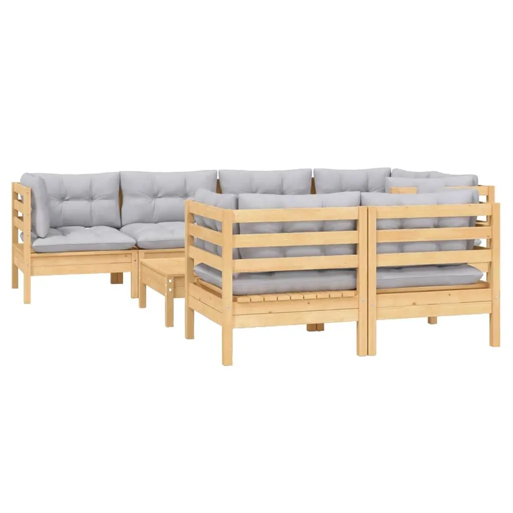 Garden Lounge Set Outdoor Patio Furniture 8 Piece Modular Grey Cushions
