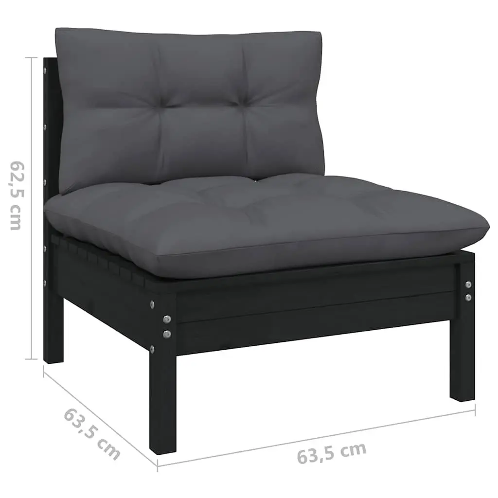 8 Piece Modular Garden Lounge Set in Black Pinewood