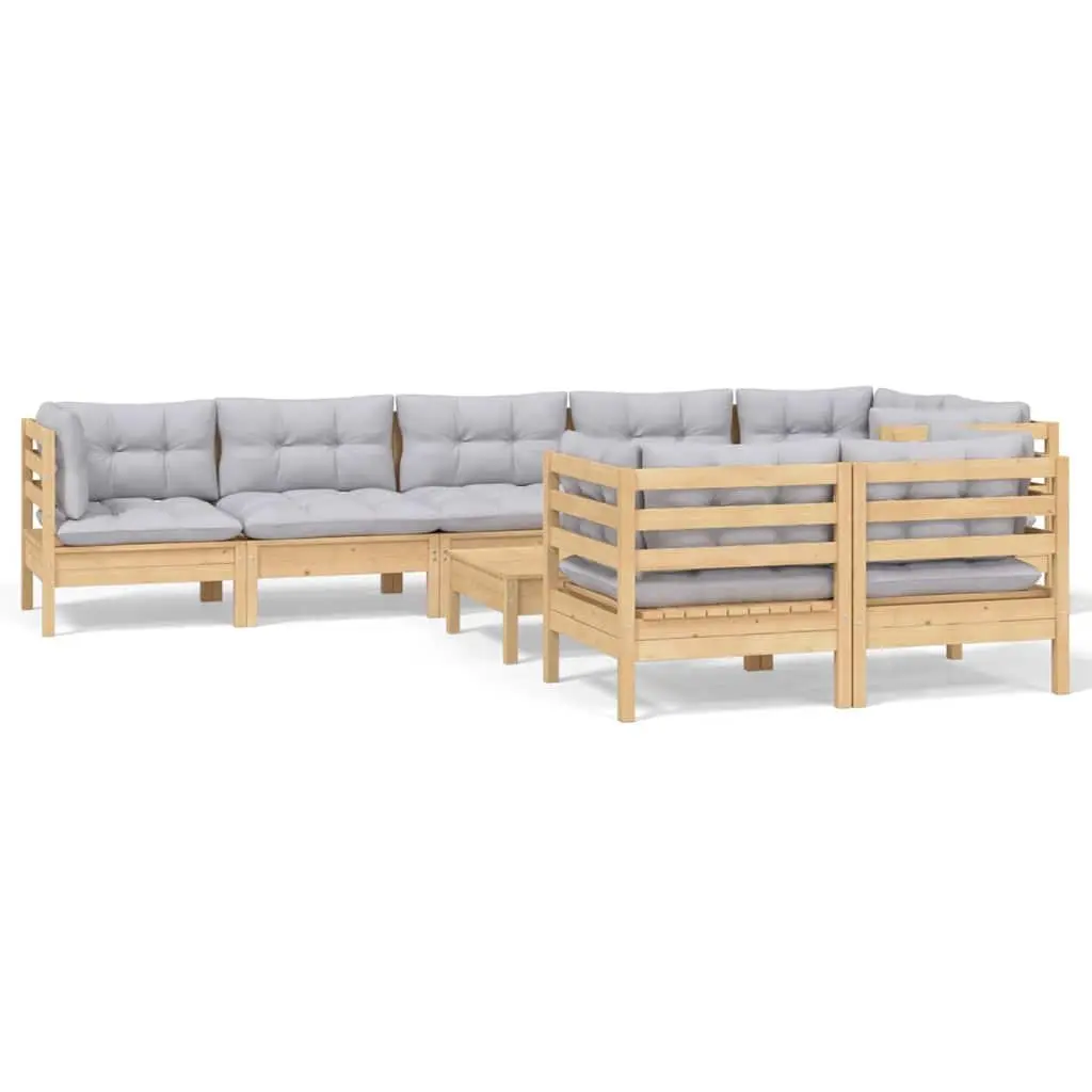 Garden Lounge Set Outdoor Furniture 9 Piece Modular Grey Cushions