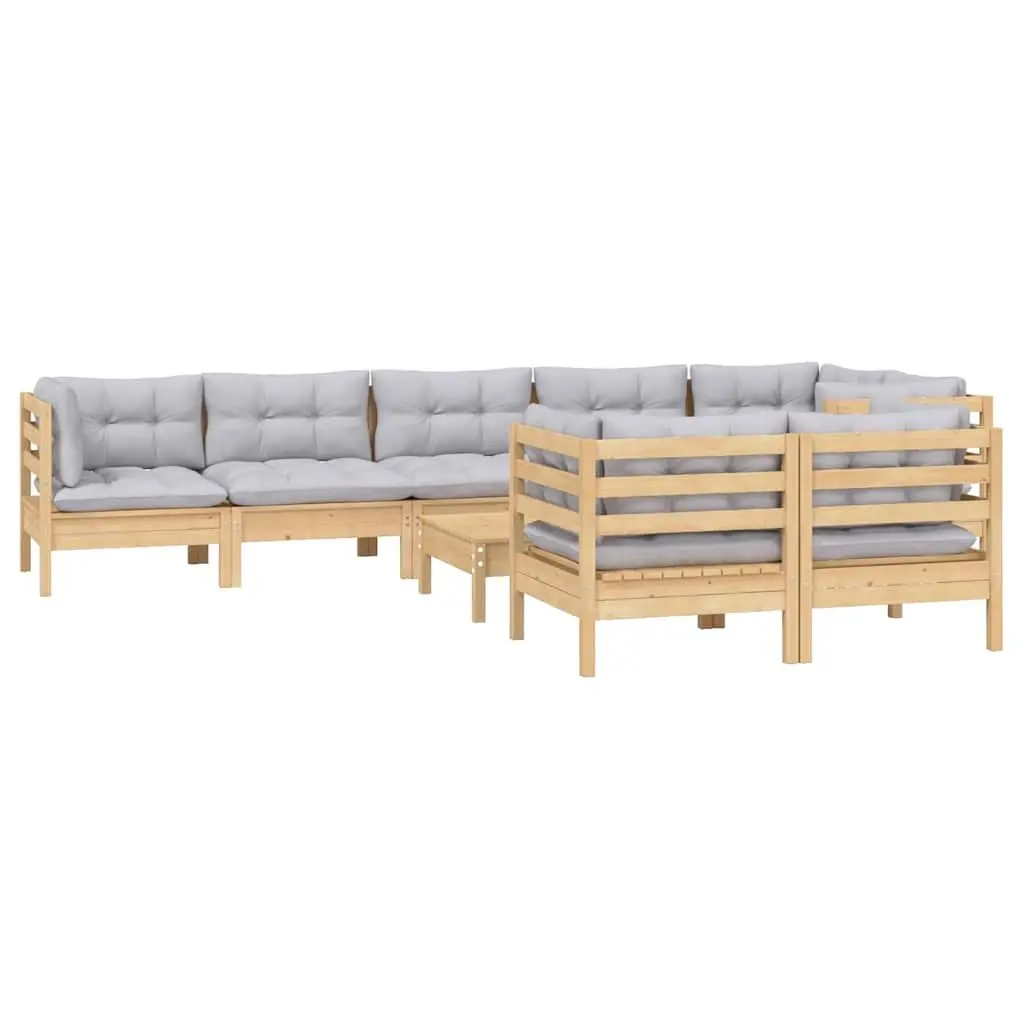 Garden Lounge Set Outdoor Furniture 9 Piece Modular Grey Cushions