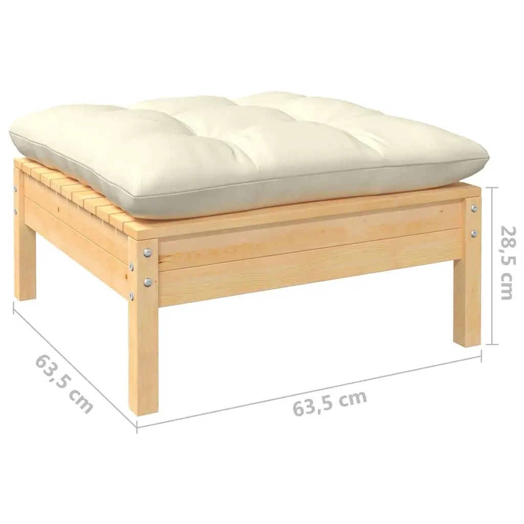 Garden Lounge Set Outdoor Patio Furniture 9 Piece Solid Pinewood Cream Cushions