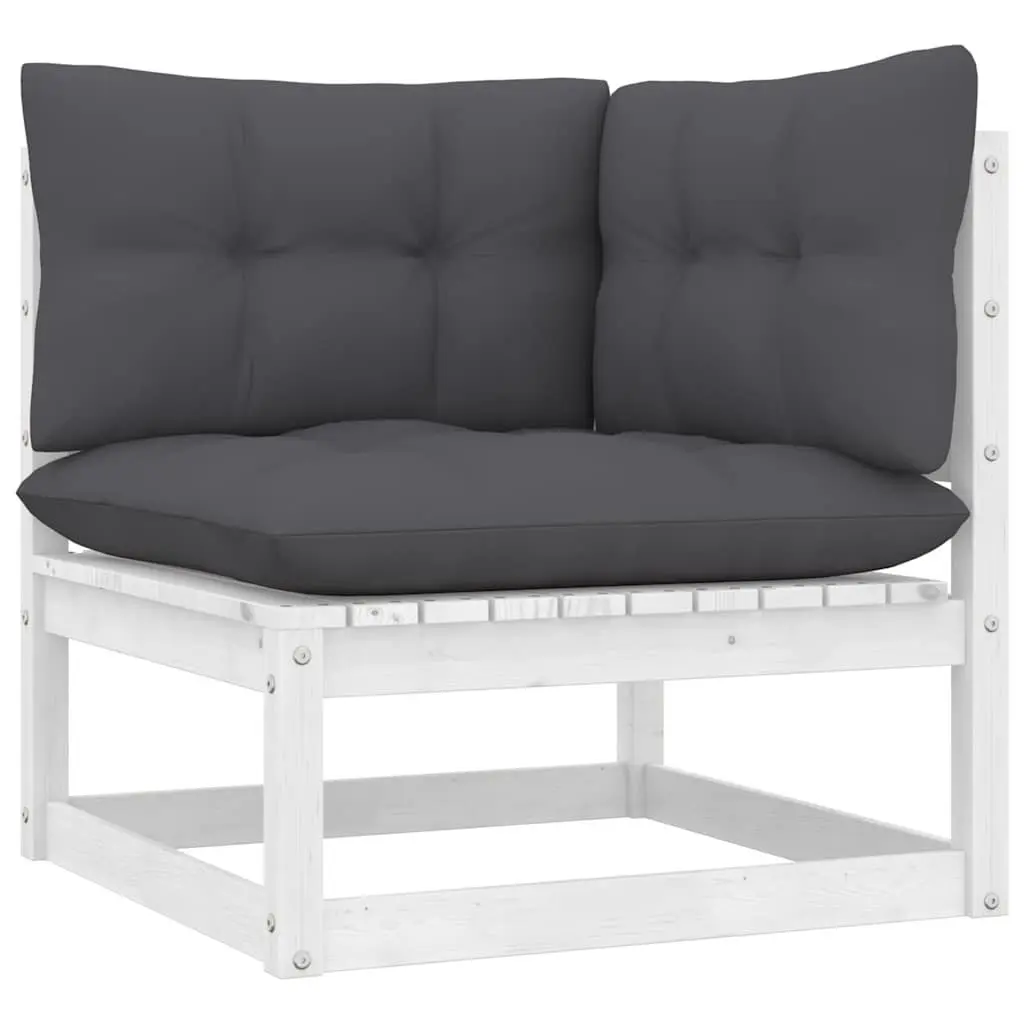 Garden Lounge Set 9 Piece White Pinewood Outdoor Furniture with Cushions Patio