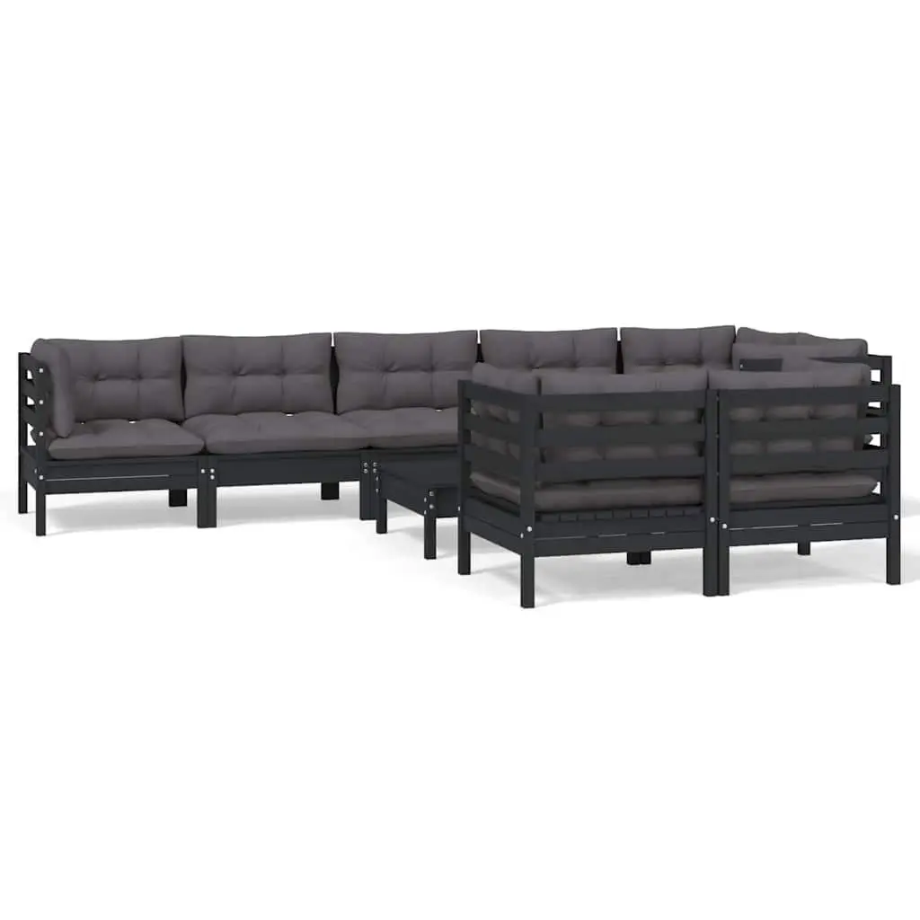 9-Piece Black Modular Lounge Set
