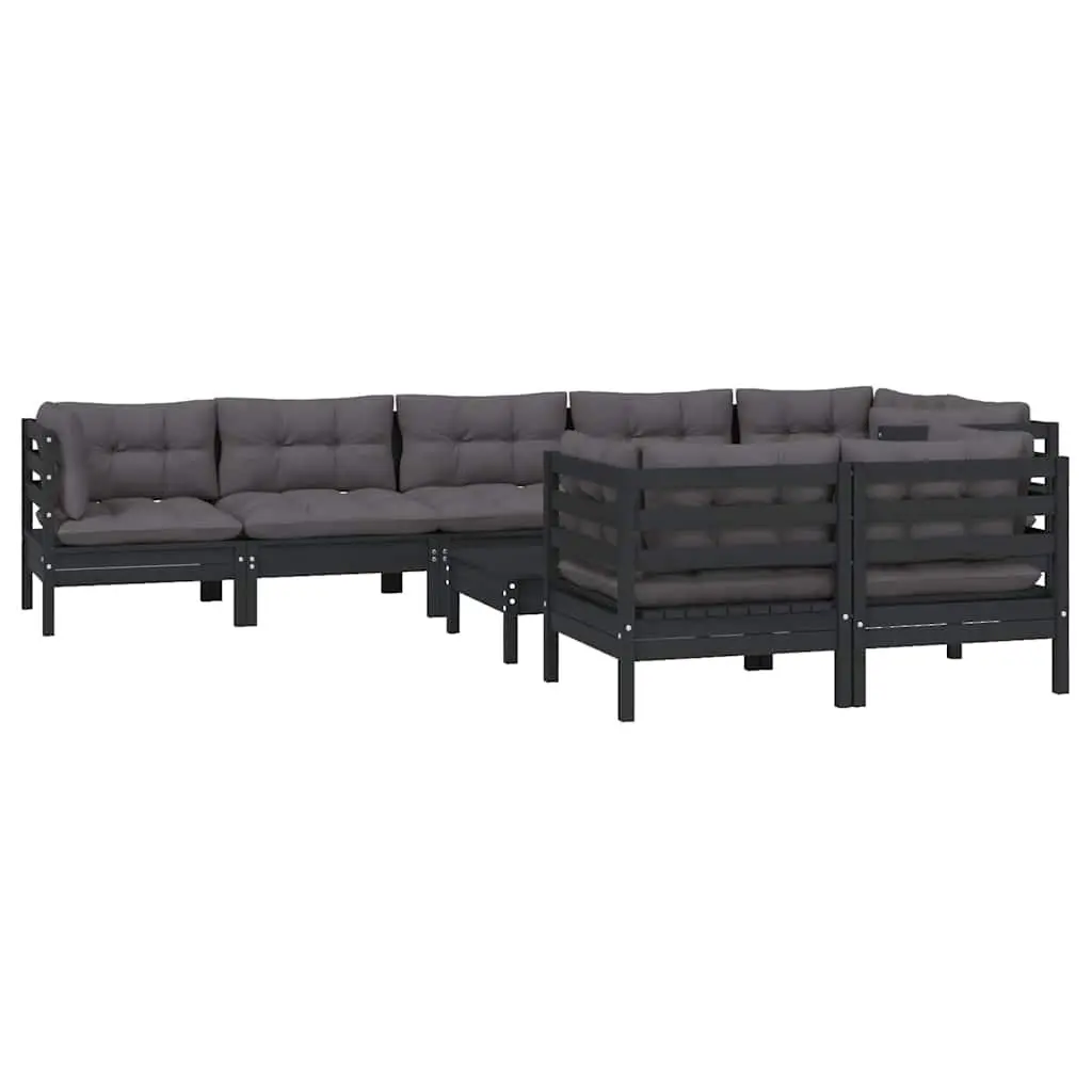 9-Piece Black Modular Lounge Set